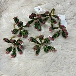 Vintage beaded cactus napkins rings, vintage Pier One , set of 6,